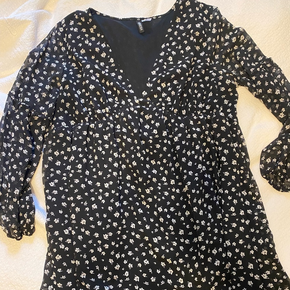 Babydoll Dress with empire waist and sheer sleeves